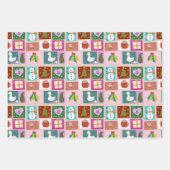 Cute Christmas Patchwork Pattern Inpakpapier Vel (Voorkant)