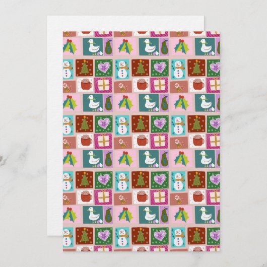 Cute Christmas Patchwork Pattern Kaart (Voorkant / Achterkant)