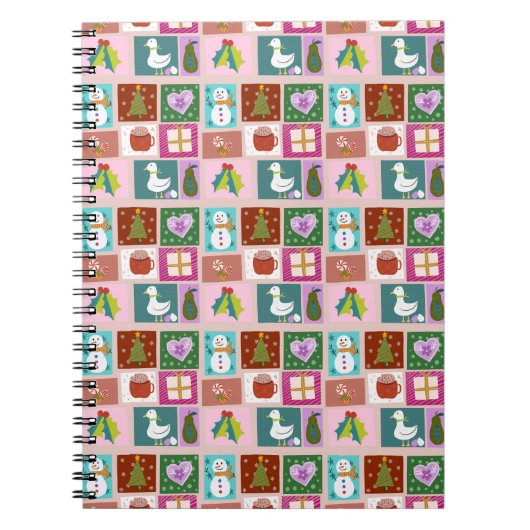 Cute Christmas Patchwork Pattern Notitieboek (Voorkant)