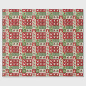 Cute Christmas Patchwork Wrapping Paper Cadeaupapier (Vlak)