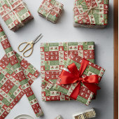 Cute Christmas Patchwork Wrapping Paper Cadeaupapier