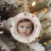 Cute Christmas Pattern First Christmas Photo Keramisch Ornament