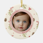 Cute Christmas Pattern First Christmas Photo Keramisch Ornament (Voorkant)