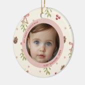 Cute Christmas Pattern First Christmas Photo Keramisch Ornament (Links)