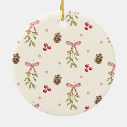Cute Christmas Pattern First Christmas Photo Keramisch Ornament (Achterkant)
