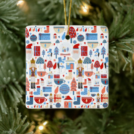Cute Christmas Pattern Keramisch Ornament