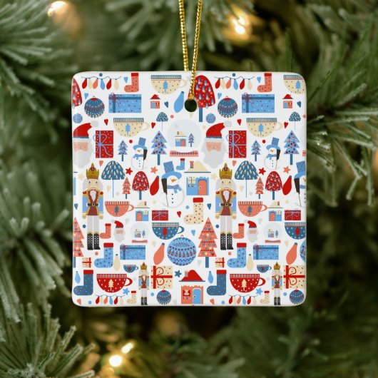 Cute Christmas Pattern Keramisch Ornament (Boom)