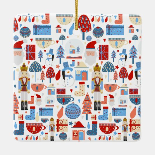 Cute Christmas Pattern Keramisch Ornament (Achterkant)