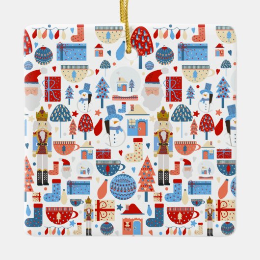 Cute Christmas Pattern Keramisch Ornament (Voorkant)