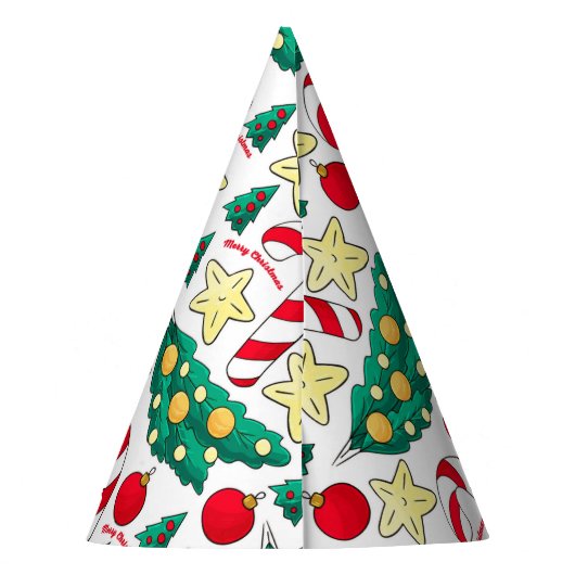 Cute Christmas Pattern Party Hat Feesthoedjes (Achterkant)