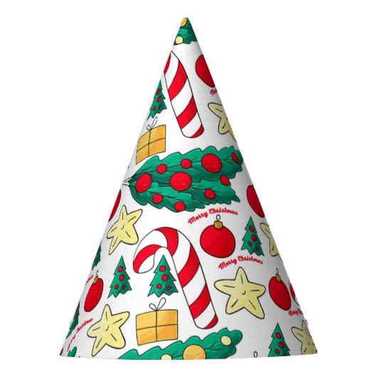 Cute Christmas Pattern Party Hat Feesthoedjes (Voorkant)
