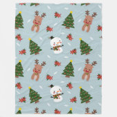 Cute Christmas Pattern | Snowman, Reindeer & Tree  Fleece Deken (Voorkant)
