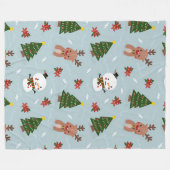 Cute Christmas Pattern | Snowman, Reindeer & Tree  Fleece Deken (Voorkant (Horizontaal))