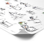 Cute Christmas Pattern with Snowman, Tree, and Gif Poster (Hoek)