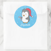 Cute Christmas Penguin Candy Cane Name Stickers (Tas)