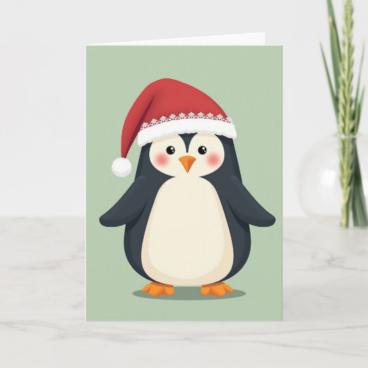 Cute Christmas Penguin Card Kaart (Voorkant)