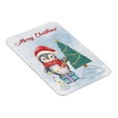 Cute Christmas Penguin Decorating Tree with Lights Magneet (Rechterzijde)