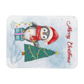 Cute Christmas Penguin Decorating Tree with Lights Magneet (Horizontaal)