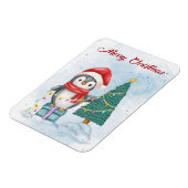 Cute Christmas Penguin Decorating Tree with Lights Magneet (Linkerzijde)
