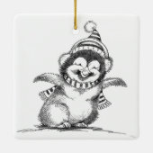 Cute Christmas Penguin, Happy Baby Bird Keramisch Ornament (Achterkant)
