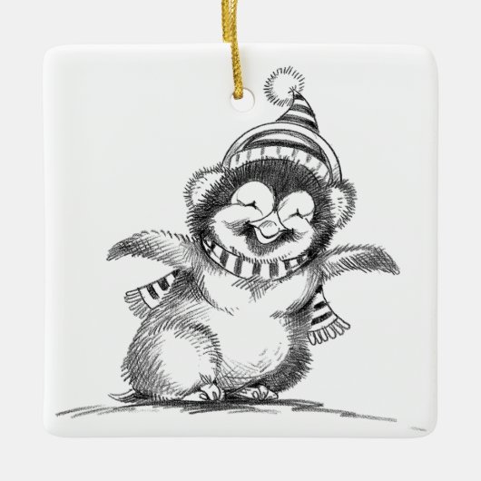 Cute Christmas Penguin, Happy Baby Bird Keramisch Ornament (Voorkant)
