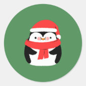 Cute Christmas Penguin in Santa Hat Custom Ronde Sticker (Voorkant)