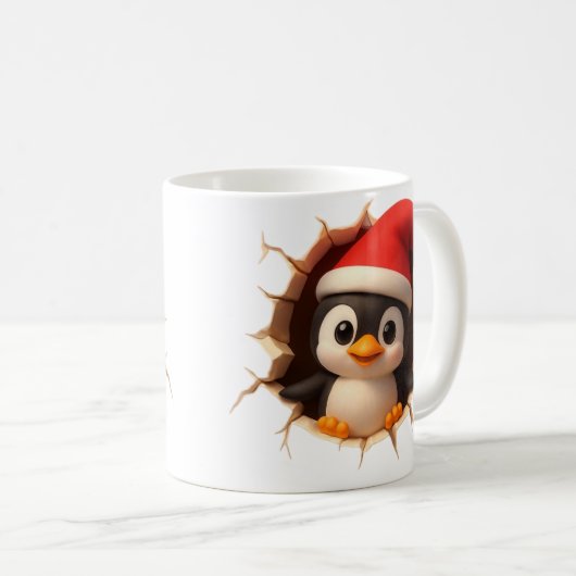 Cute Christmas Penguin Mug - Custom Name Santa Hat Koffiemok (Voorkant rechts)