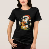 Cute Christmas Penguin with Gift Box Tri-Blend Shirt (Voorkant)