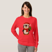 Cute Christmas Penguin with Santa Hat T-shirt (Voorkant volledig)
