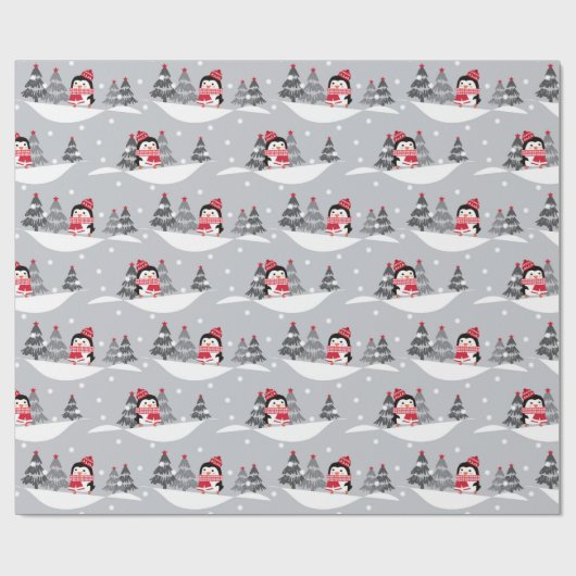 Cute Christmas Penguins  Cadeaupapier (Vlak)