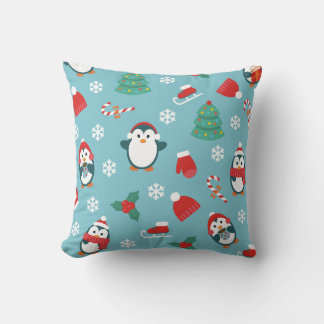 Cute Christmas Penguins Pattern Kussen