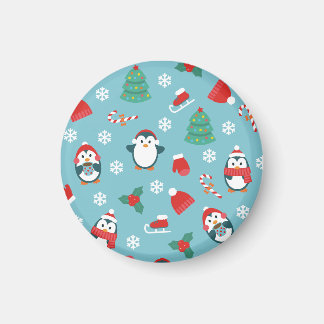 Cute Christmas Penguins Pattern Magneet
