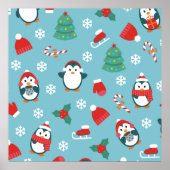 Cute Christmas Penguins Pattern Poster (Voorkant)