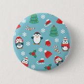Cute Christmas Penguins Pattern Ronde Button 5,7 Cm (Voorkant)