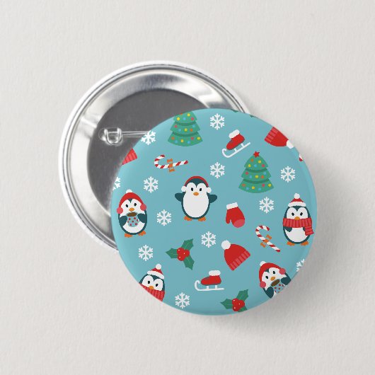 Cute Christmas Penguins Pattern Ronde Button 5,7 Cm (Voorkant /achterkant)