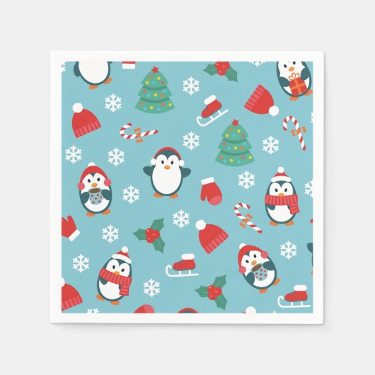 Cute Christmas Penguins Pattern Servet (Voorkant)