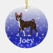 Cute Christmas Personalized  Basenji Brindle Keramisch Ornament (Voorkant)