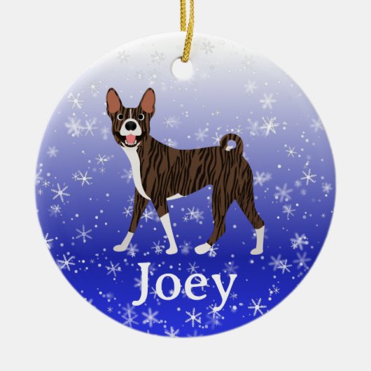 Cute Christmas Personalized Basenji Brindle Keramisch Ornament (Voorkant)