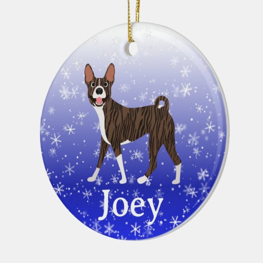 Cute Christmas Personalized  Basenji Brindle Keramisch Ornament (Links)