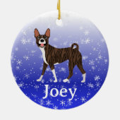 Cute Christmas Personalized  Basenji Brindle Keramisch Ornament (Achterkant)