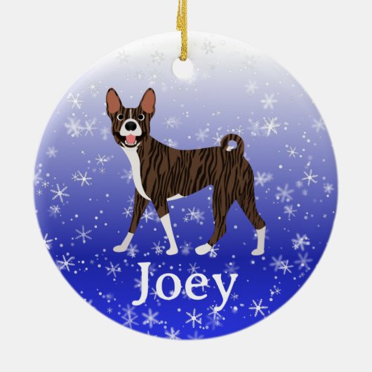 Cute Christmas Personalized  Basenji Brindle Keramisch Ornament (Achterkant)