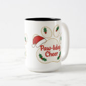 Cute Christmas Pet Paw Tweekleurige Koffiemok (Voorkant rechts)