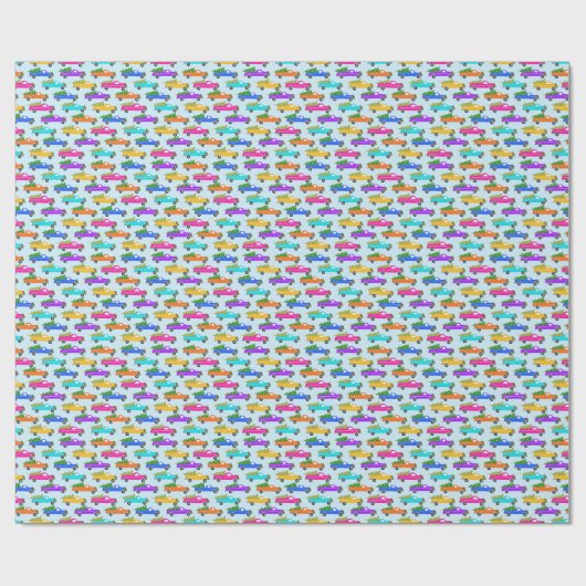 Cute Christmas Pickup Trucks Trees Retro Xmas Gift Cadeaupapier (Vlak)