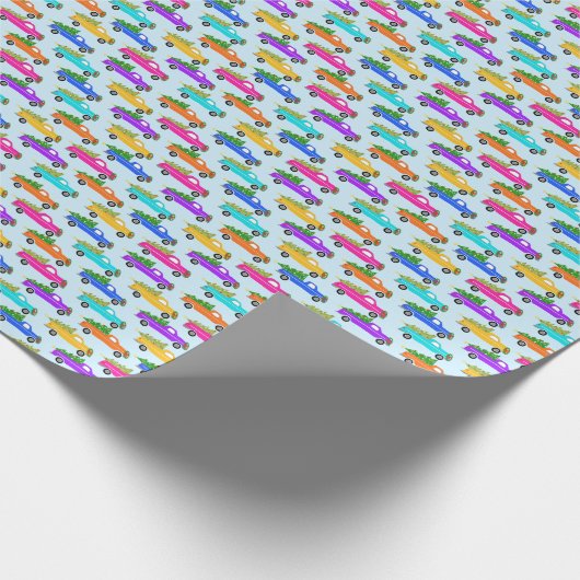 Cute Christmas Pickup Trucks Trees Retro Xmas Gift Cadeaupapier (Hoek)