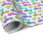 Cute Christmas Pickup Trucks Trees Retro Xmas Gift Cadeaupapier (Rol Hoek)