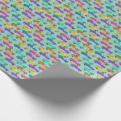 Cute Christmas Pickup Trucks Trees Retro Xmas Gift Cadeaupapier (Hoek)