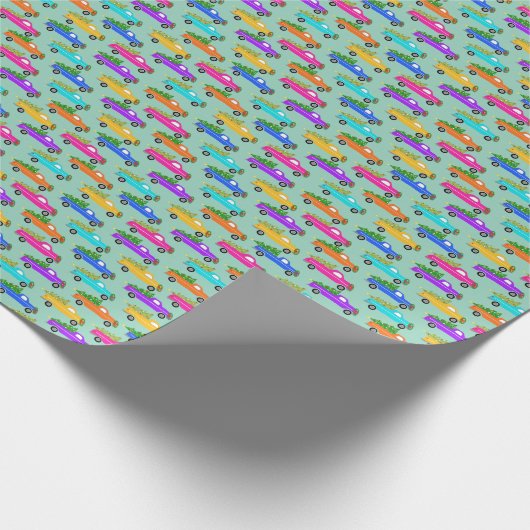 Cute Christmas Pickup Trucks Trees Retro Xmas Gift Cadeaupapier (Hoek)