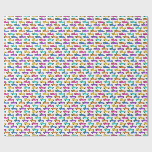 Cute Christmas Pickup Trucks Trees Retro Xmas Gift Cadeaupapier (Vlak)