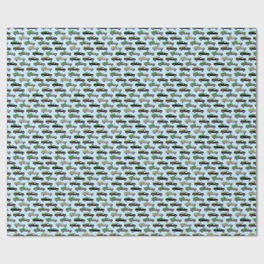 Cute Christmas Pickup Trucks Trees Retro Xmas Gift Cadeaupapier (Vlak)