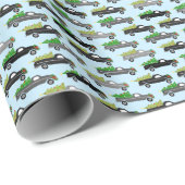 Cute Christmas Pickup Trucks Trees Retro Xmas Gift Cadeaupapier (Rol Hoek)